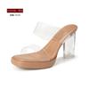 Small people, platform heels, transparent sandals, crystal sandals, women's summer wear