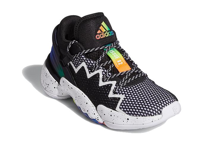 Adidas D.O.N. Issue #2 Breathable Low top Children's Basketball Shoes Black Orange Green Teenagers FZ1423