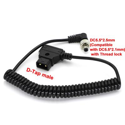 D-TAP To DC Power Cable DTap Male To 5.5x2.5mm DC Monitor Supply Cable Black Spring Power Wire with Lock for Bmcc Bmpc