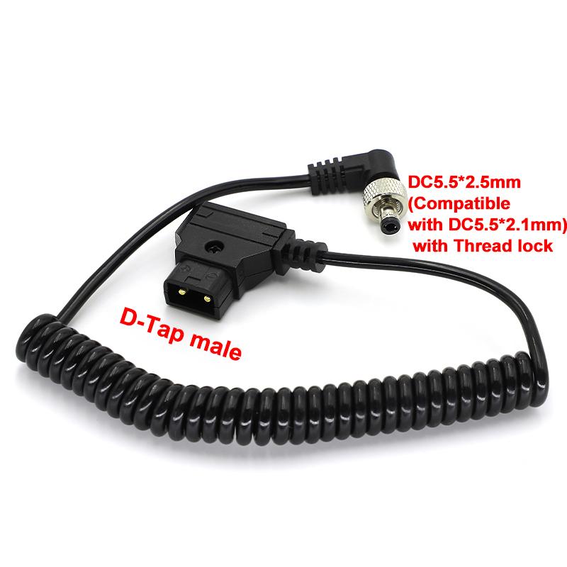D-TAP to DC Power Cable DTap Male to 5.5x2.5mm DC Monitor Supply Cable Black Spring Power Wire with Lock for Bmcc Bmpc чёрный