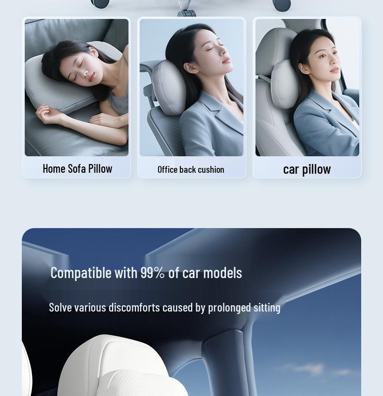 Q05 Headrest Lumbar Support Pillow - Essential Neck & Lumbar Protection for Car Interiors
