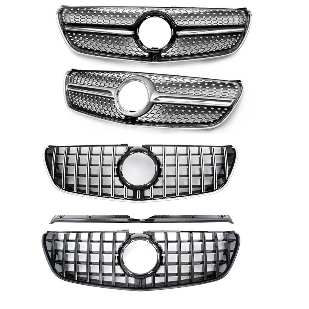 Für Mercedes V-Klasse W447 W448 2015-2019 V250 V260 Sport Kühlergrill Gitter Glänzend Schwarz ABS Stoßstangengrill Autozubehör