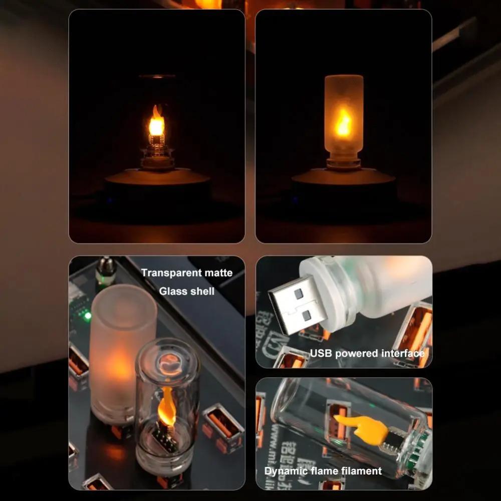 Retro USB LED Filament Nachtlicht Gelb Warm Glühbirne Beleuchtung Flamme Umgebungslicht Für Heimdeko Notbeleuchtung