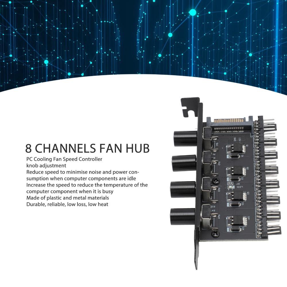 12V PC Cooling Fan Controller 4 Knob Control PWM Fan Hub Fan Speed Controller  PC System Cooling