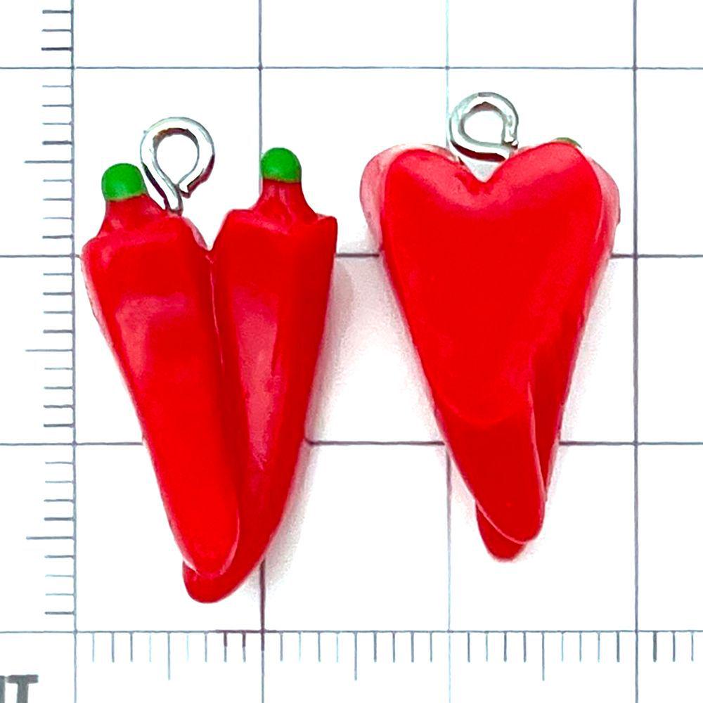 Set of 20 Red Resin 3D Fruit Charms: Strawberries and Apples for DIY Jewelry.