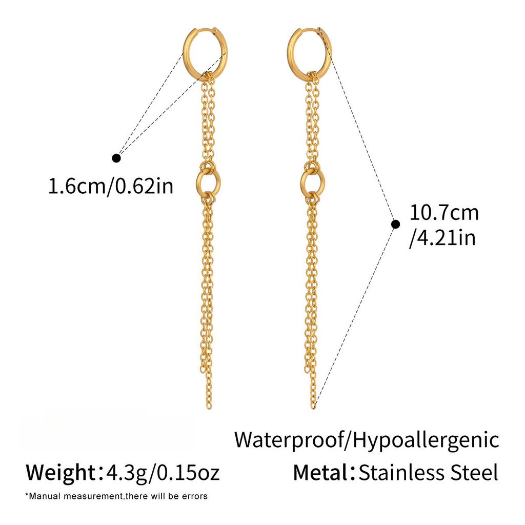 Yori Stainless Steel Two-tone Circular Chain Tassel Earrings Waterproof for Women Delicate Popular Jewelry Wholesale 2025