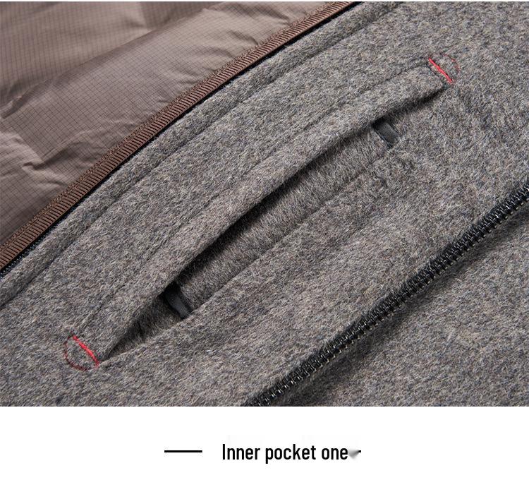 Men's Winter Wool Coat with Detachable Down Liner - Thickened, Double-Sided, Short, Lapel Style for Middle-Aged Men