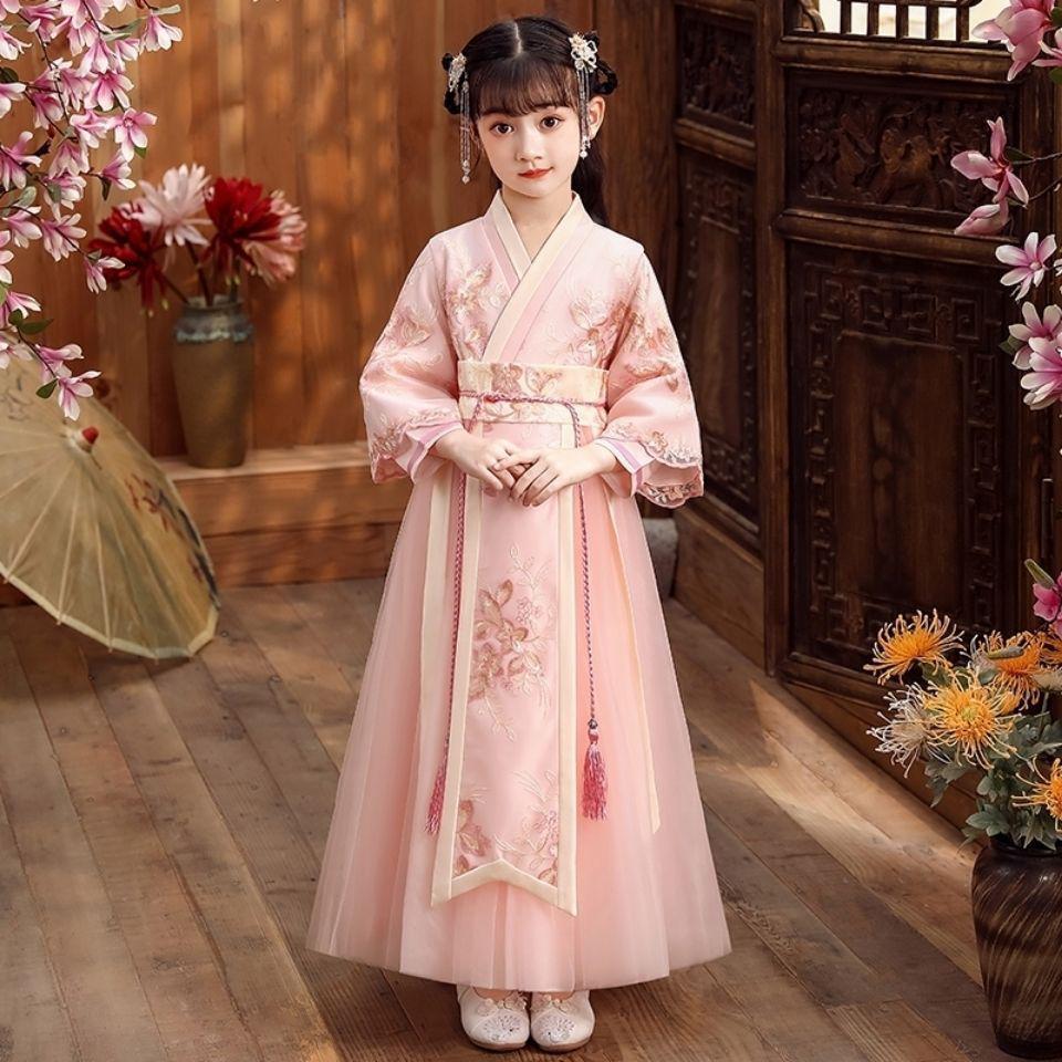 Children's Hanfu Tang Suit Dress - Fairy Style for 12-Year-Old Girls, Ruqun for Spring, Autumn, and Winter
