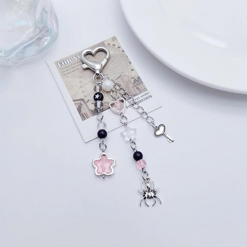 Stern Delfin Spinnen Anhänger Schlüsselanhänger Mode Y2K Charme Autoschlüsselanhänger Taschenanhänger