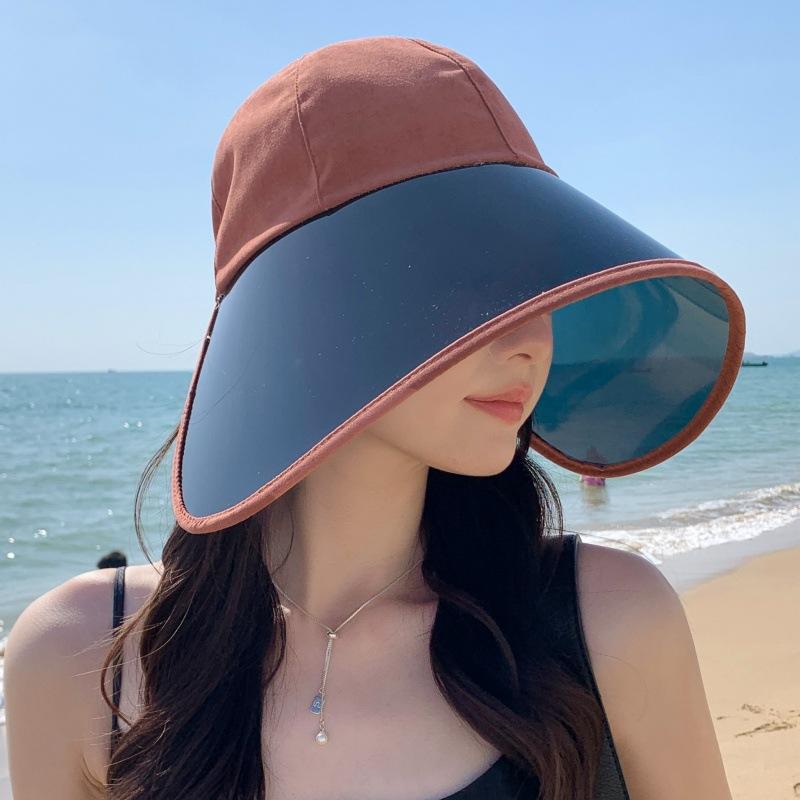 

Женская большая шляпа с защитой от ультрафиолета и карнизами, закрывающая лицо, пляжная шляпа-ведро с защитой от солнца average size