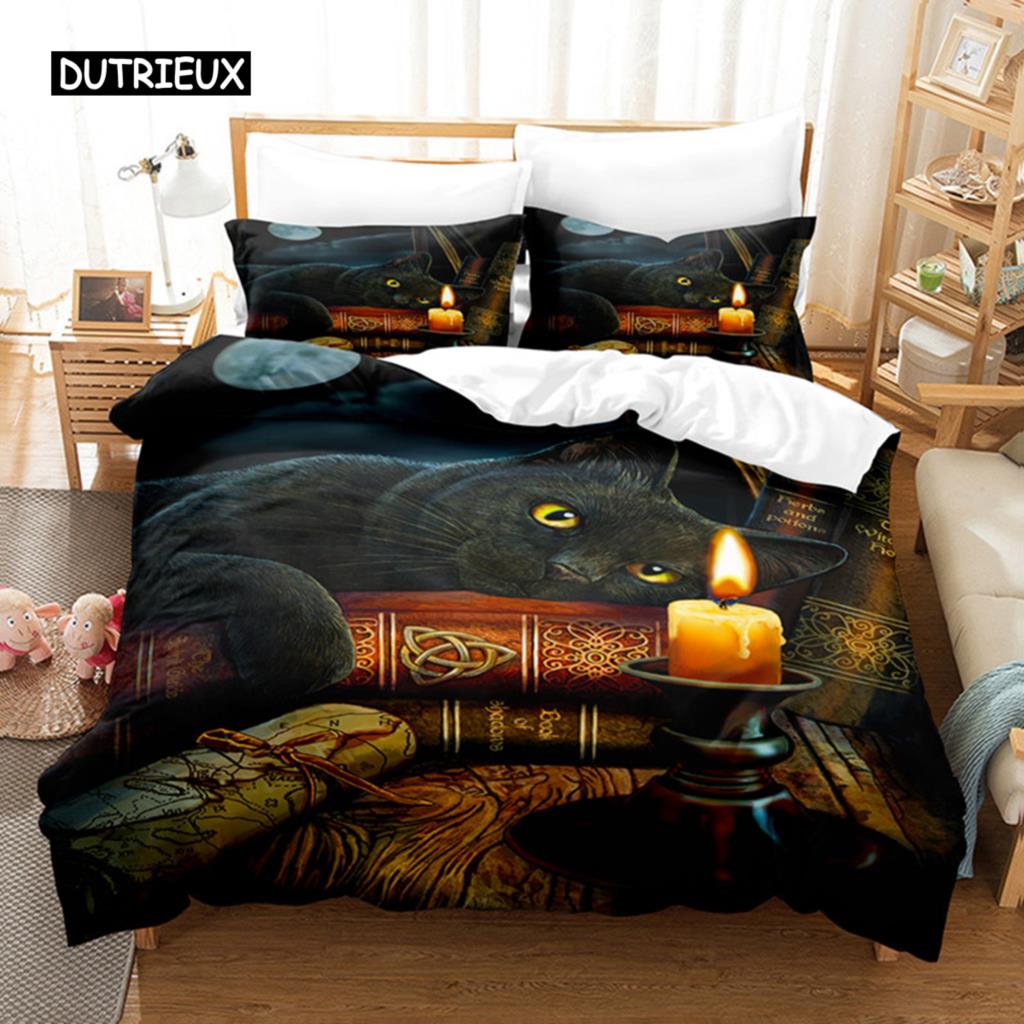 Cat Duvet Cover Set Cat Lover Gifts Bedding Set Microfiber Cute Kitten Pattern Animal Theme Double Queen King Size Quilt Cover