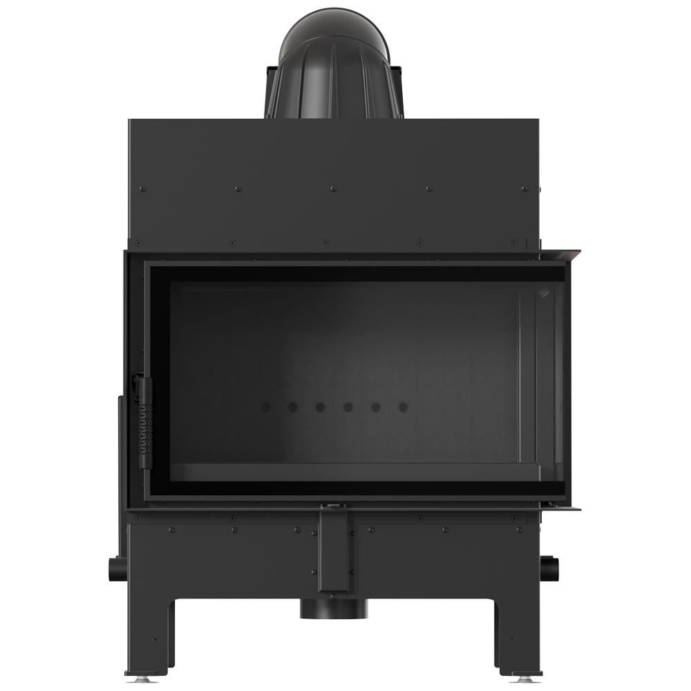 Corner air fireplace KRATKI FLOKI right 10kW Ø200 black installation kit