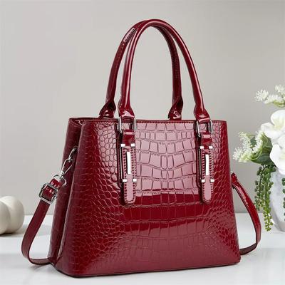Crocodile Pattern Tote Bags with Top Handle Crossbody Purses for Women Handbag and Purse Women's Patent Leather Top-handle Work Shoulder Satchel