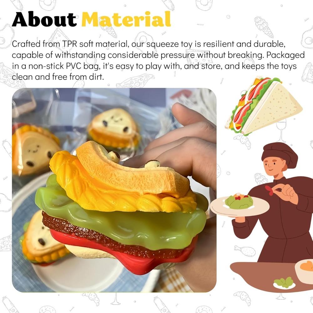 6-Layer Sandwich Squishy Toy - Soft Fidget Stress Relief Sensory Toys for Kids Adults Removable Squeeze Simulation Food Fun Gift