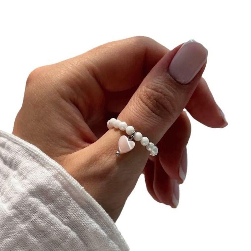 Elastic Cord Sweet Creative String of Beads Premium Sense Round Bead Rings Women Jewelry Gift