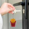 Keychain Pendant, 3D Printed French Fries Shape Decompression Button, Noiseless Pressing Mini Portable Keychain