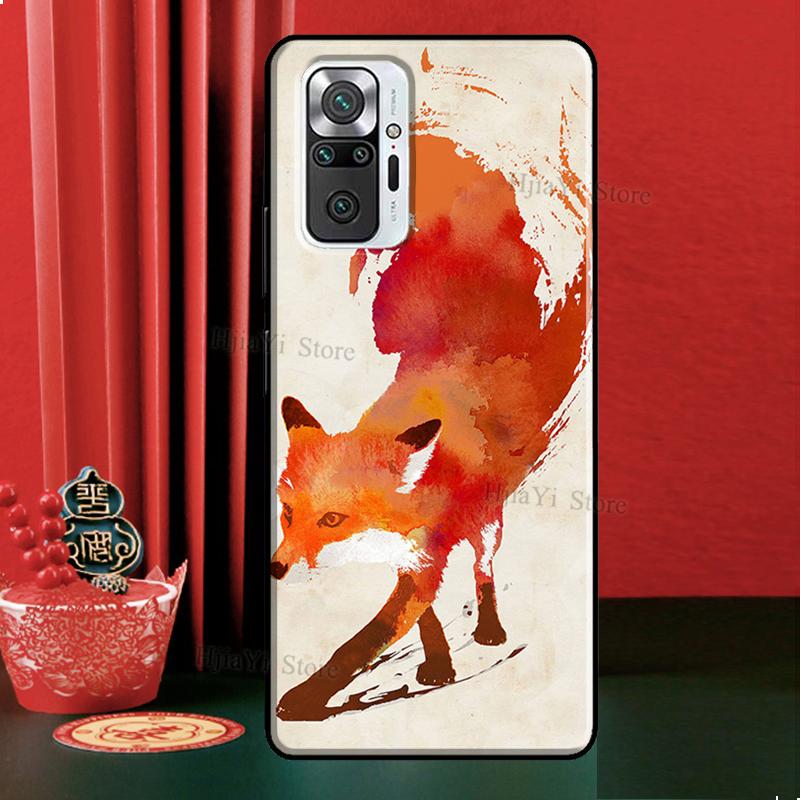 Watercolor Painting The Fox Case For Xiaomi Redmi Note 12 Pro 11 9 8 10 Pro 9S 10S 11S 12S Redmi 12C 9C 10A 10C Cover