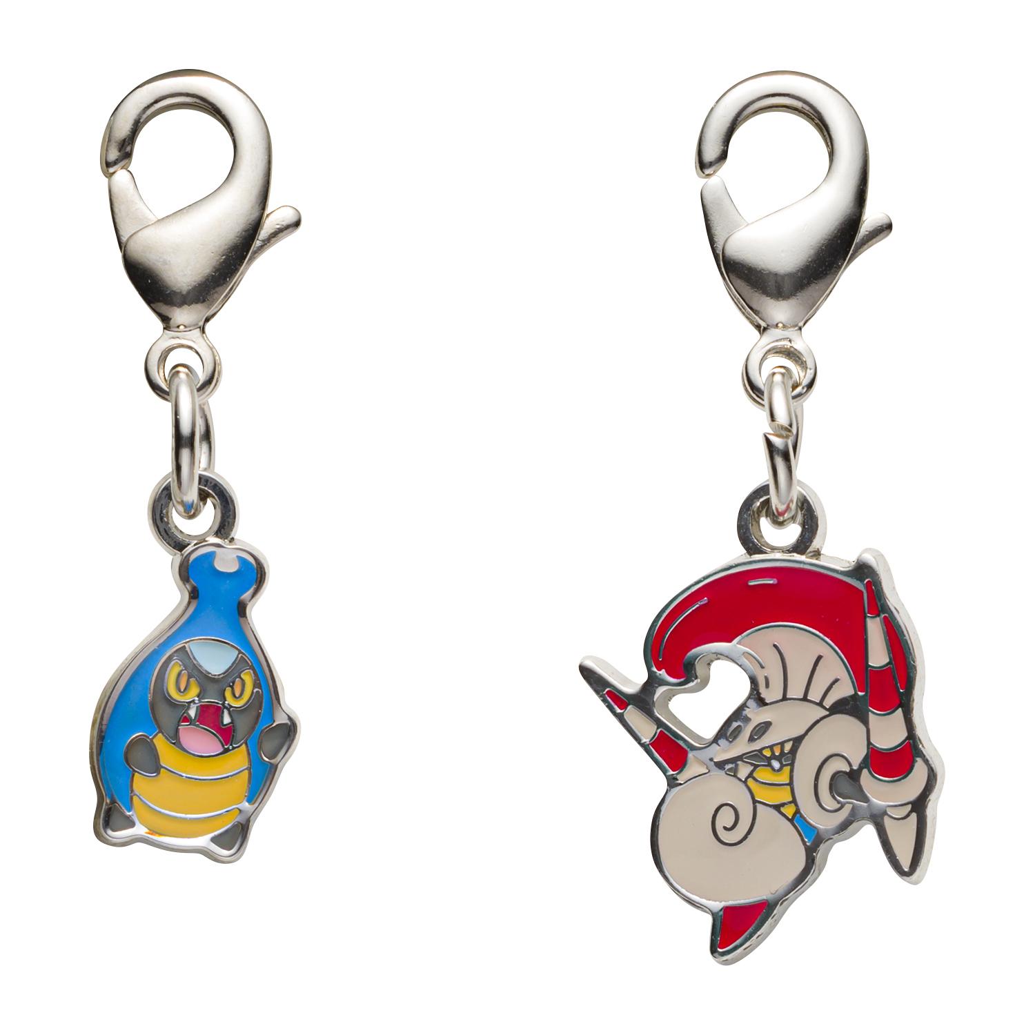 [Pokemon] Pokemon Center National Pokedex Metal Charm - Karrablast (#588) & Escavalier (#589) Keychain