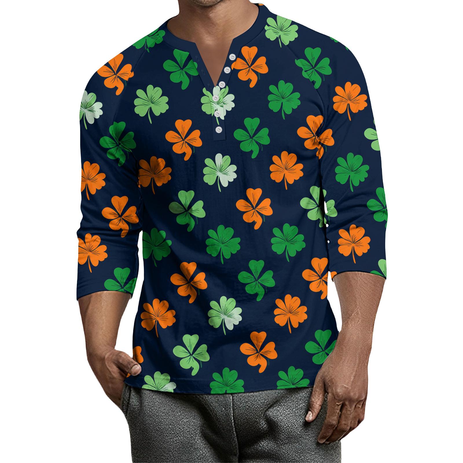 

Мужской контрастный топ реглан на пуговицах с рукавом 3/4 XL