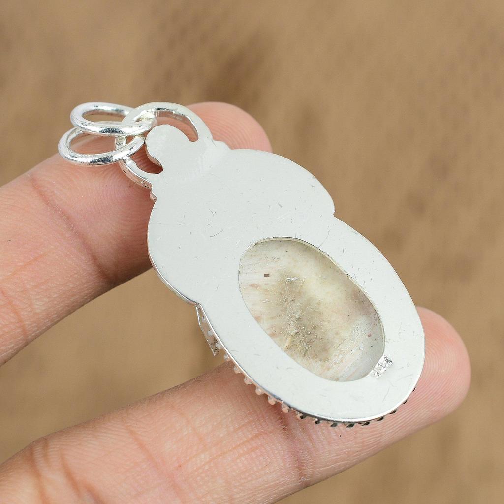 925 Silver Crown Chakra Natural Scolecite Engagement Wedding New Pendant Jewelry
