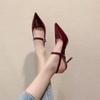 Temperament pointed high heels bag head sandals 2025 spring and autumn new French stiletto black fairy shoes single shoes