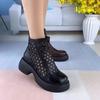 Fashion Summer New Roman Sandals Women Vintage Fashion Platform Mesh Breathable Thin Cutout Sleeve Booties