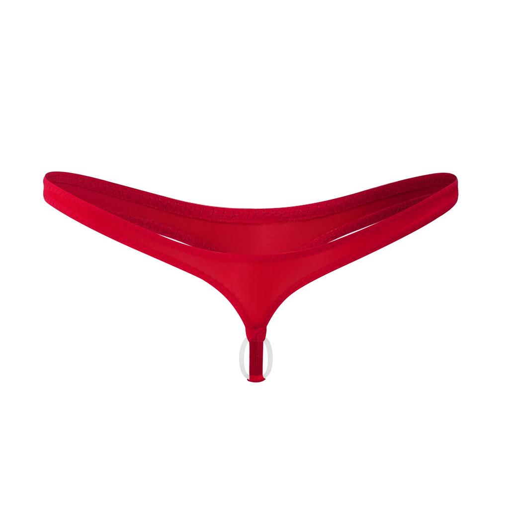 Amy Coulee Silicone Ring Open Sexy Sexy Exposed Pants Men's T-Back Underwear, Front, Lingerie, See-Through Pants, Underwear, Extreme, (Red, XL)