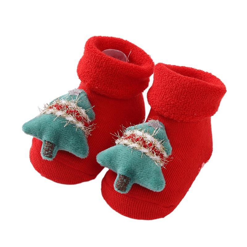 Kids Socks Non-slip Toddler Socks Warm Children's Socks Cartoon Christmas Style Socks for Boys and Girls