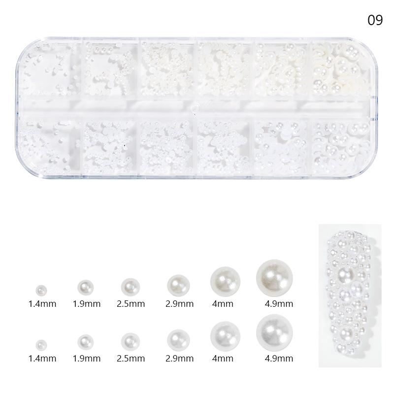 10Styles Neon Multi-Faceted Rhinestones DiamondS,Heart,Pearl, Beads 1-10mm AB/White/Colorful Crystal NailARTS 3D Rhinestones 14H