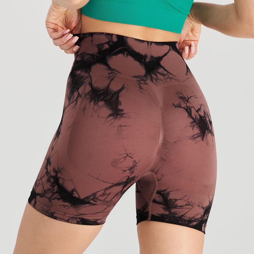 High Waist Tie-Dye Yoga Shorts for Women - Tummy Control & Butt Lift, Sports Fitness Style