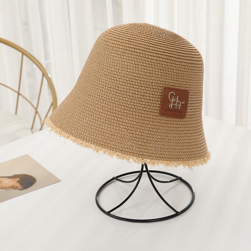 New Women's Summer UV Protection Sweet Ribbon Seaside Vacation Sunshade Bucket Hat Bow Large Brim Straw Hat
