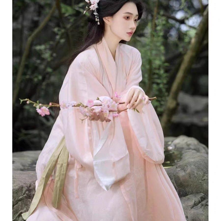 Chinese Wei And Jin Style Hanfu Daily Improved Cross-collar Suit