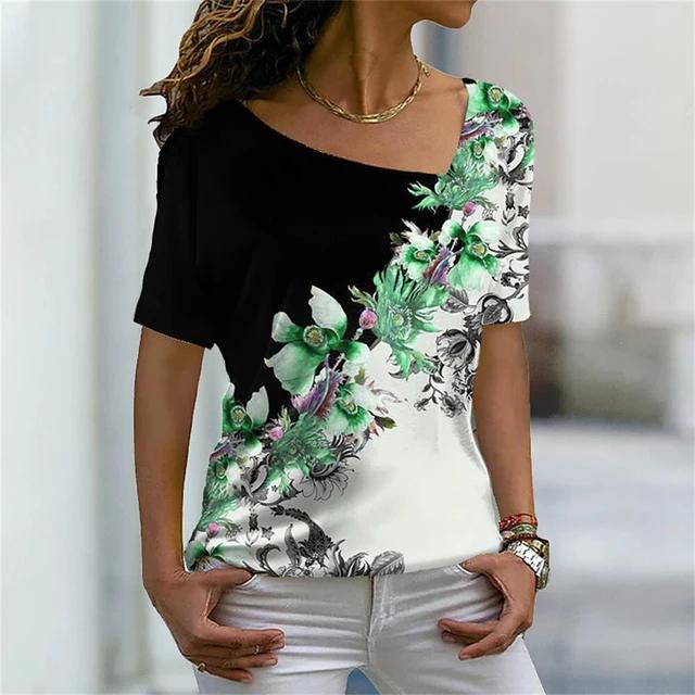 Летняя футболка с 3D-принтом цветного узора — фото 34