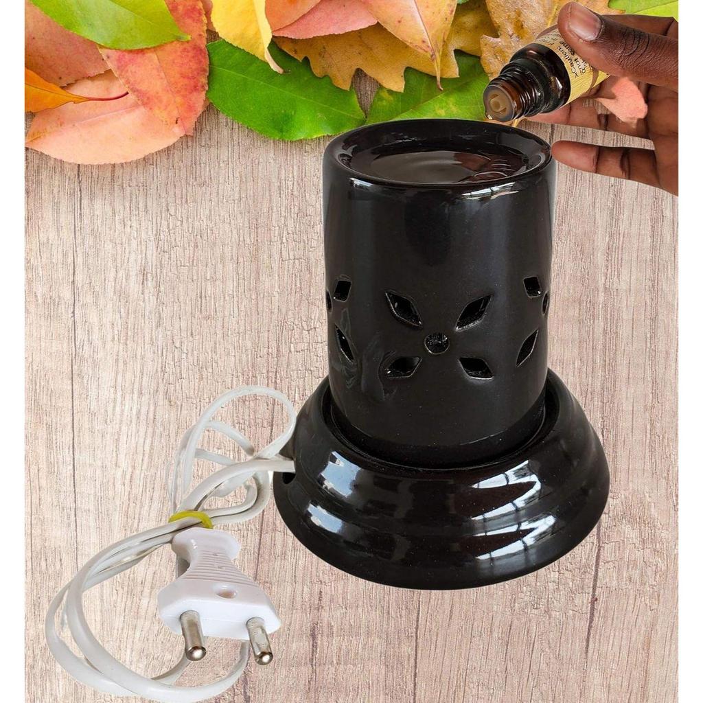 Ceramic Oil Diffuser Electric Small (4.5 Inch, Black)
