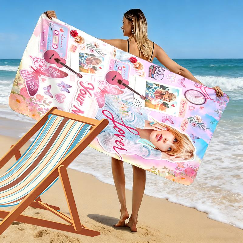 Name Custom Swift Print Beach Towel, Large Soft Quick Dry Towel for Beach Camping Swimming