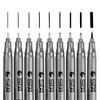 Schwarzer, dünnerer Stift, Set mit 9 Fineliner-Skizzenstiften