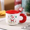 Santa Claus Ceramic Christmas Mug with Lid & Spoon - Cute Cartoon Design