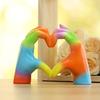 Rainbow Love Gesture Figurine Love Heart Hand Shape Statue Sculpture Home Office Bedroom Desktop Decoration Ornament