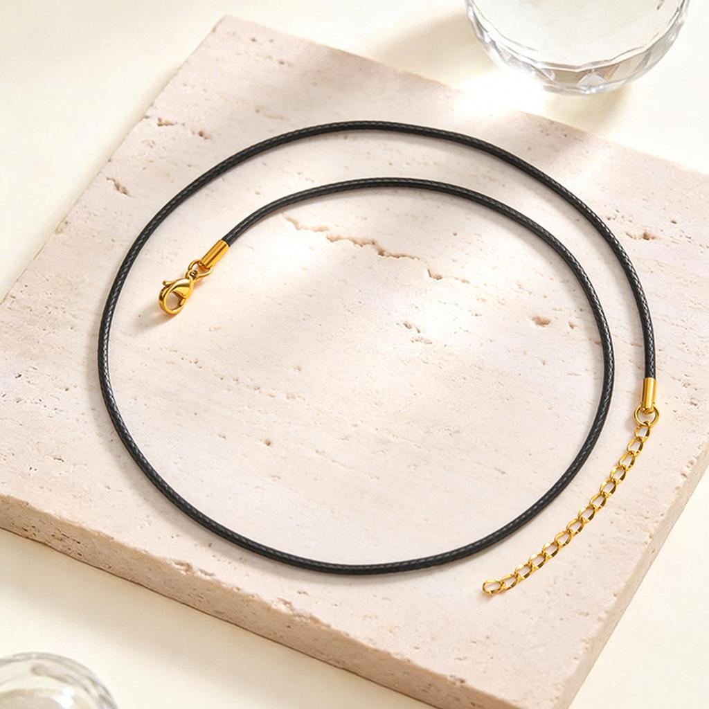 Vnox Minimalist Stainless Steel Black Waxed Cord Leather Necklaces  Adjustable Black Waxed Rope Long Necklace Party Jewelry Gift