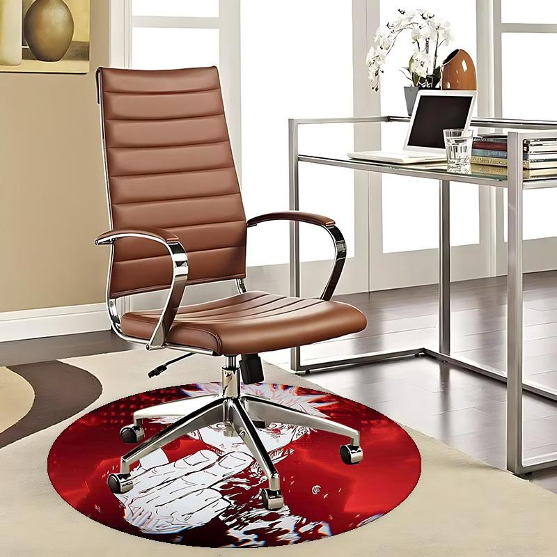 1pc Anime Design Round Carpet for Office Chair Mat, Non-Slip Rug Suitable for Home Decor, Living Room