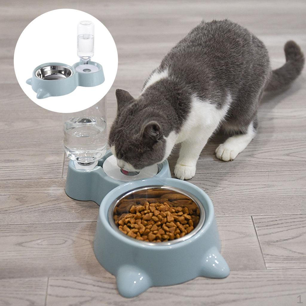 

Bowl Pet Dishes, Feeder Feeding for Cats or Small Dogs Steel Double Bowls синий