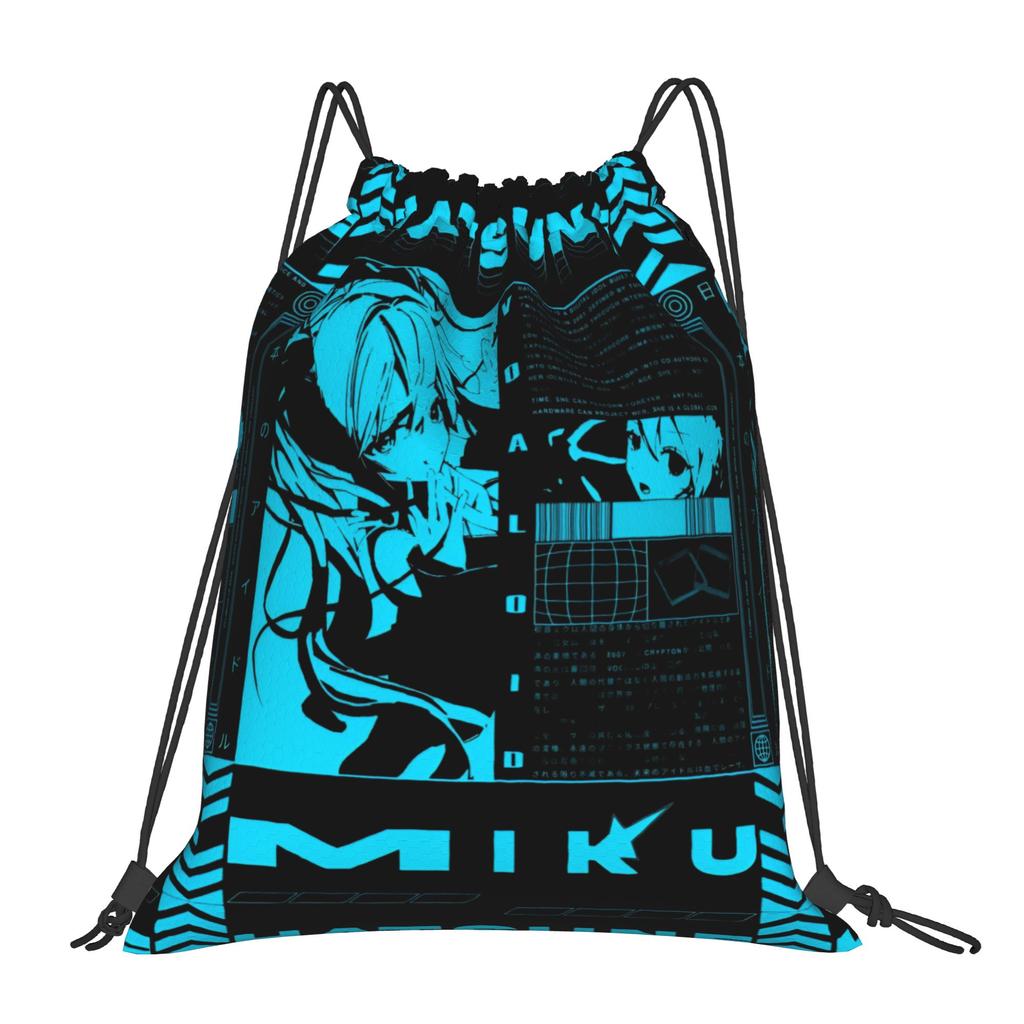 Bolsas con Cordón Personalizadas de Hatsune Anime Miku para Compras Mochilas de Yoga Hombres Mujeres Bonitas Deportivas Gimnasio Mochila Saco