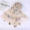 Sciarpa Boho da donna, leggera, con stampa floreale, scialle con frange, moda autunno inverno