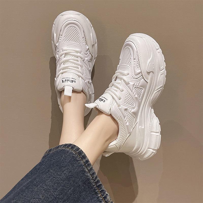 This year, the popular dad shoes girl 2025 new spring and summer mesh women's shoes are popular, and the thick-soled casual little white sports shoe