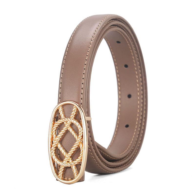 Oval Winding Flower Leather Cowhide Belt Women'S Decorative Dress Suit Retro Belt Women'S Literary Model