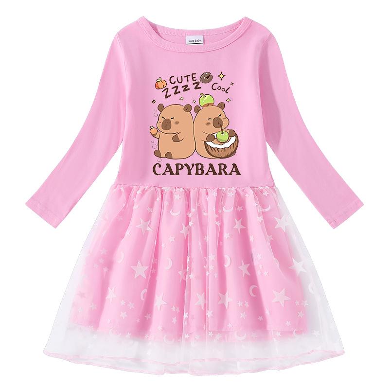 Children's Korean Style Rainbow Sequin Princess Dress - Short Sleeve for Summer, Long Sleeve for Spring/Autumn