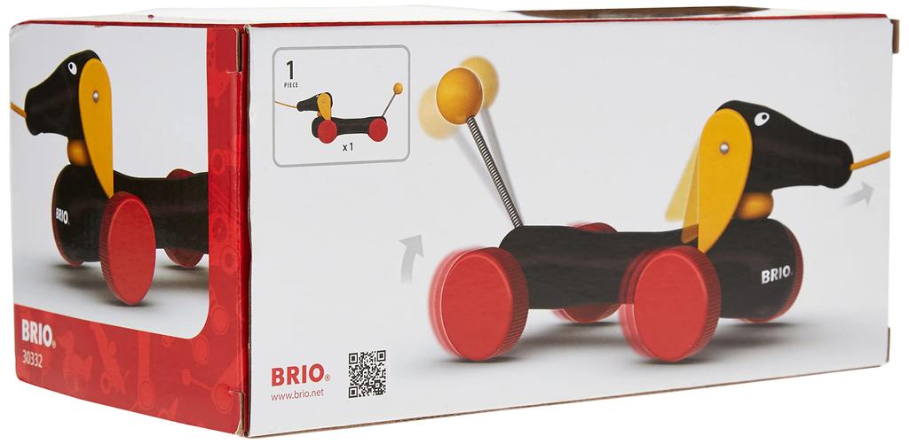 BRIO Douche Pull Toy [Dog Toy] for Ages 1 and Up (Pull Cart, Wooden, Educational Toy) 30332