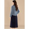 Kobeier Faux Mink Velvet Bow Lapel Top & Straight Skirt Set