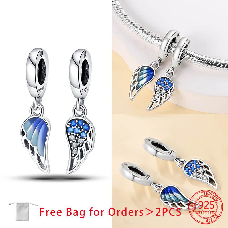 Orginal Copper Heart Wings Charm For Bracelet Bead Jewelry Charm For Woman Making Fine Jewelry Gift Diy Accesory