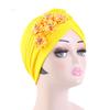 4Pcs Women Turban National Style Diamond Flower Beanie Elastic Head Wrap Cap Chemo Headwear Accessories